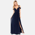 Abito lungo elegante in stile greco con pieghe, vestito da sera Valstrend in tessuto leggero e raffinato, con drappeggi e dettagli classici