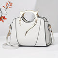 Women's Solid Color Tote Bag, Fashionable Large Capacity Multi-Layer Crossbody Purse, Suitable for Dates, Parties, Office, Students - White, Faux Leather, Zipper Closure, Polyester Lining, Edged with Oil