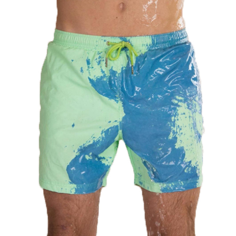 Costume da bagno da uomo Valstrend, pantaloncini da spiaggia magici che cambiano colore, tessuto rapido asciugatura, pantaloni da mare estivi