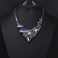 Set di gioielli europeo e americano di Valstrend con collana corta geometrica con pietre preziose, perfetta per sposa e sera.