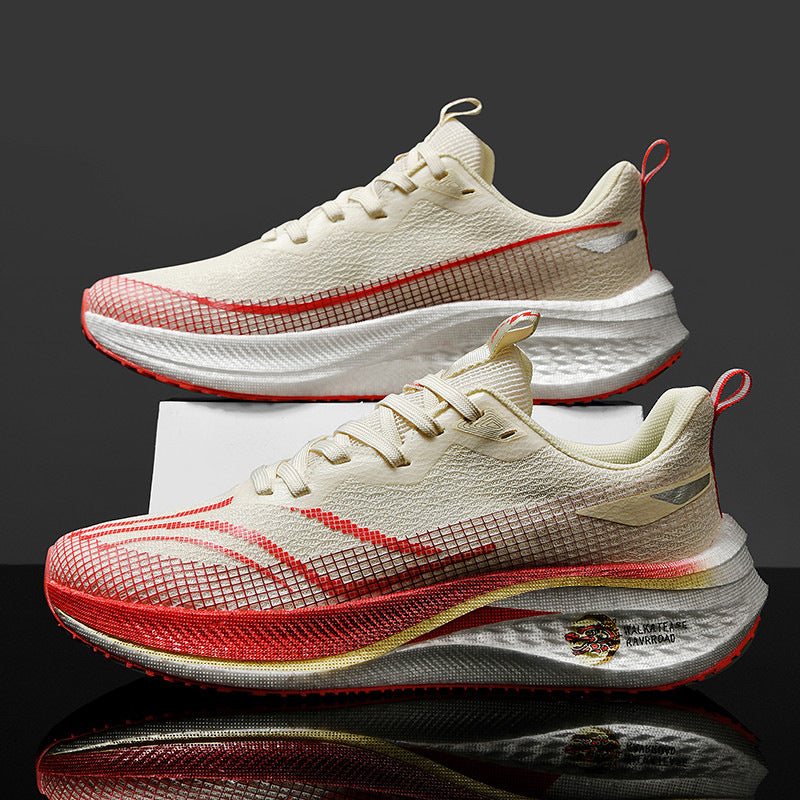 Scarpe da corsa maschili Valstrend con piastra in carbonio, design sportivo e suola ammortizzata per running su strada.