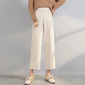 Pantaloni da donna Valstrend in lana, larghi, dritti, a vita alta, stile casual e comodo, adatti per tutte le stagioni
