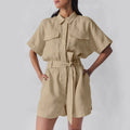 Pantaloni donna Valstrend shop a vita alta con pantaloni larghi a maniche corte in stile retrò con lace-up, colletto a punta