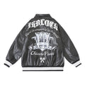 Flower Letter Printing Motorcycle Jacket Men