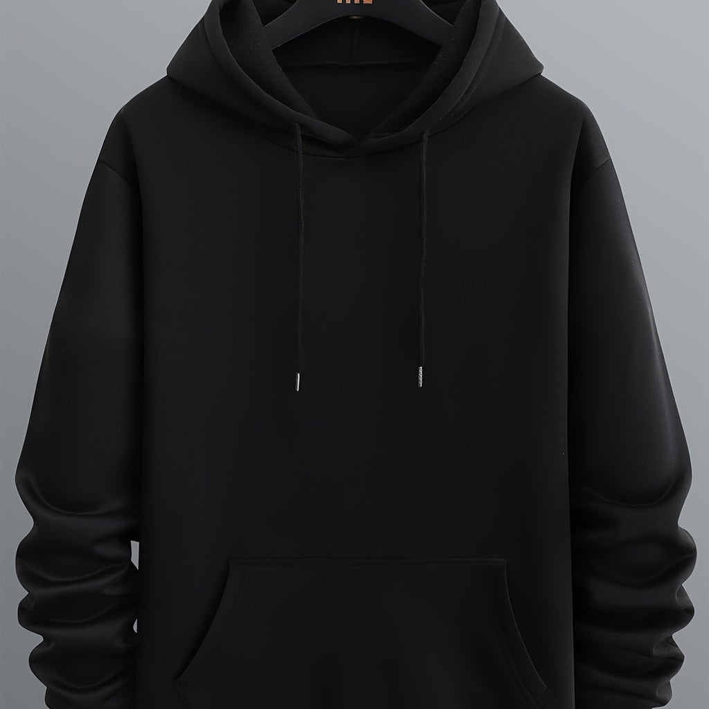 Felpa con cappuccio a maniche lunghe da uomo Valstrend, tinta unita, con tasca a marsupio, stile casual e sportivo per autunno e inverno.