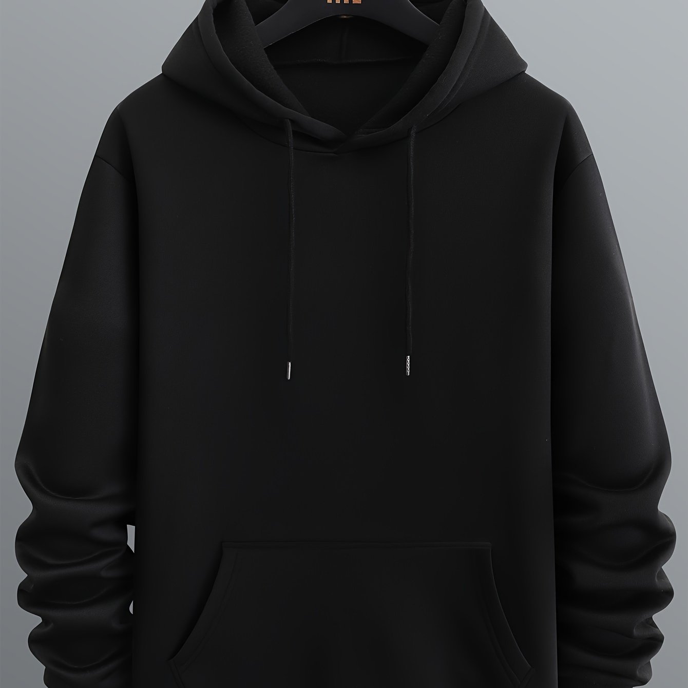 Felpa con cappuccio a maniche lunghe da uomo Valstrend, tinta unita, con tasca a marsupio, stile casual e sportivo per autunno e inverno.