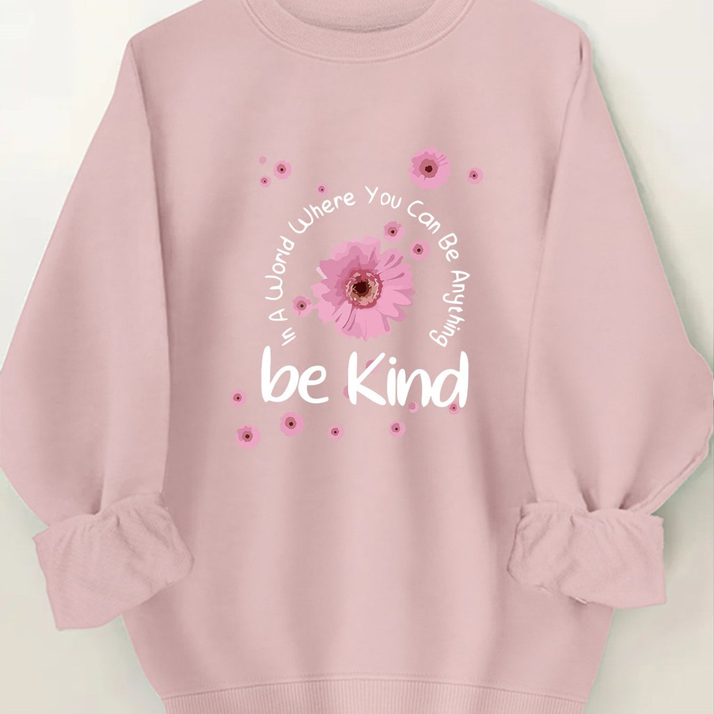 Women's Casual Crew Neck Sweatshirt with Letter Print - Soft Polyester, Machine Washable, Perfect for Spring & Fall