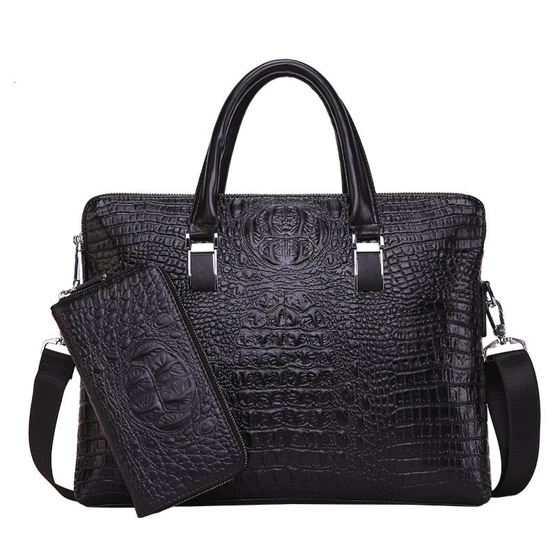 Borsa uomo Valstrend in pelle PU con pattern a sezione trasversale, stile business casual, tracolla e manici robusti