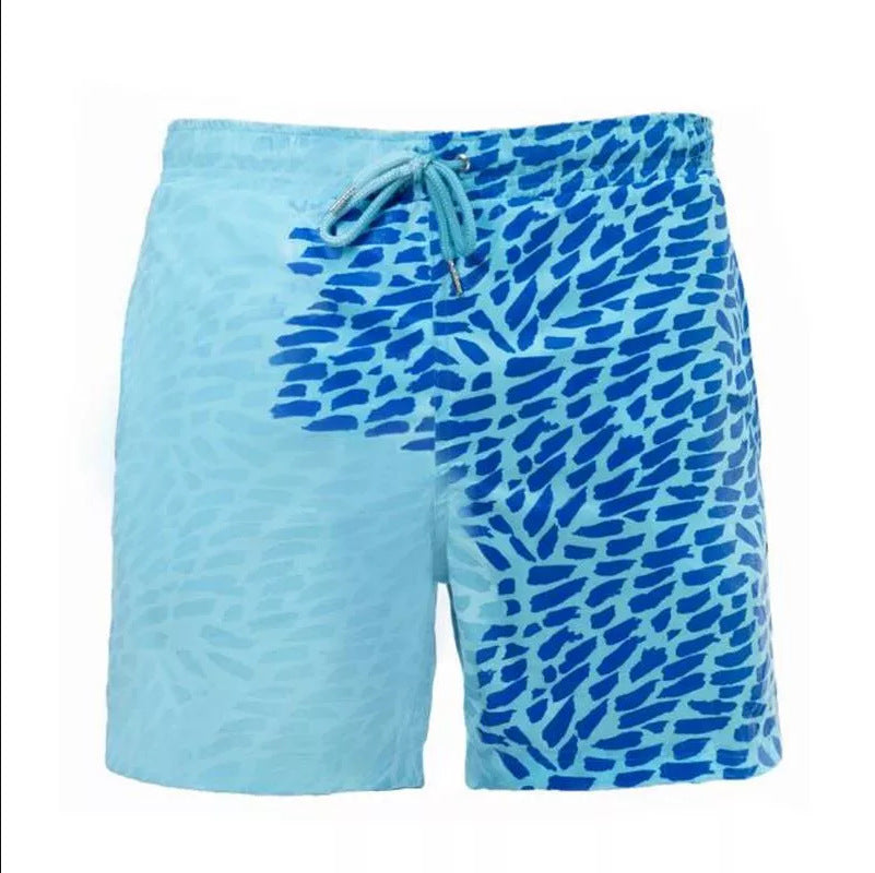 Shorts da spiaggia per uomo Valstrend, pantaloni da bagno magici che cambiano colore, tessuto rapido asciugatura, costume estivo.
