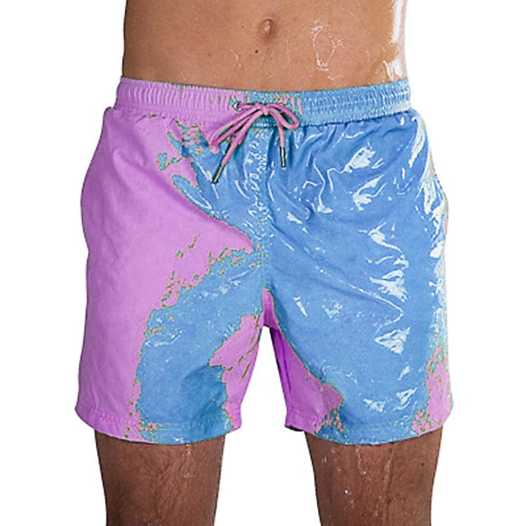 Bermuda da spiaggia magici cambi di colore per uomo, pantaloncini da nuoto Valstrend, tessuto rapido asciugatura, costume estivo.