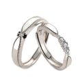 Anello argentato coreano con angeli per coppie, matrimonio e fidanzamento, uomo e donna, vetro e dettagli eleganti.