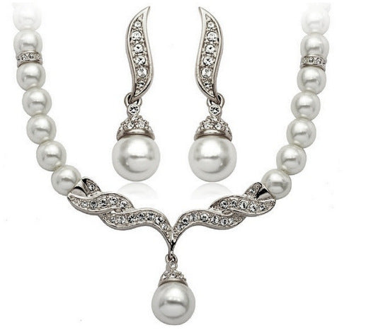 Collana e orecchini con ali d’angelo eleganti e perle, accessori da sposa in stile coreano, design alla moda, prodotto Factory Direct Valstrend