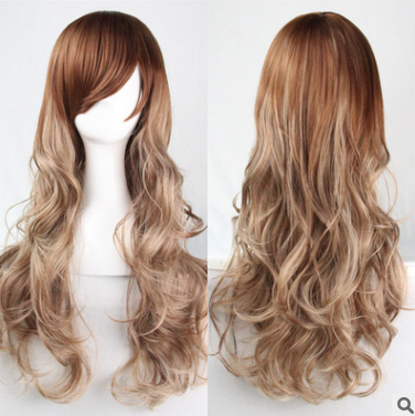 Capelli lunghi ricci e mossi con frangia centrale, parrucca femminile Valstrend, aspetto morbido e naturale.