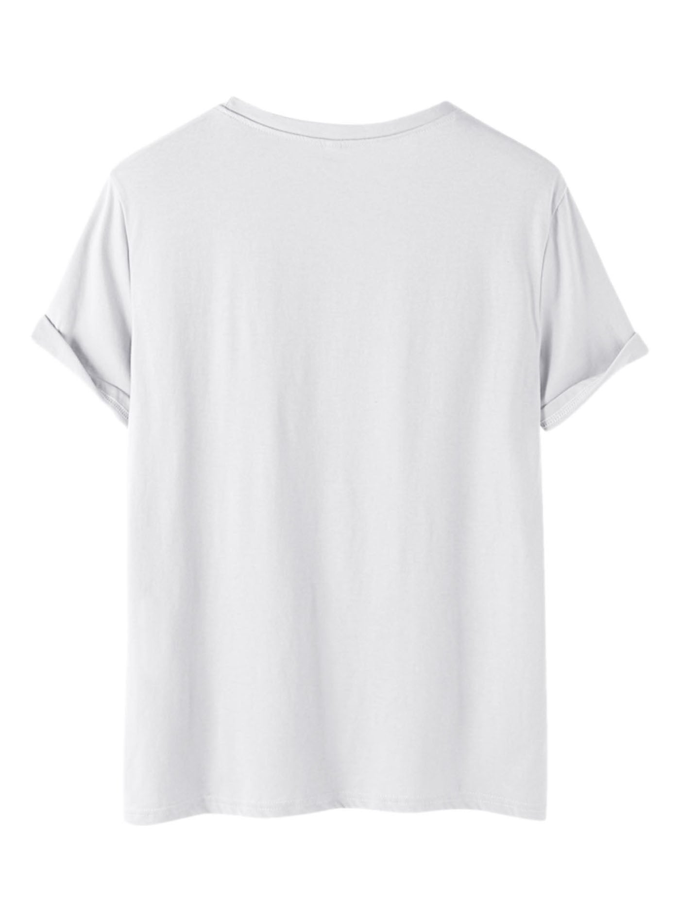 T-shirt donna Valstrend con stampa di Parigi, manica corta, collo rotondo, casual per primavera ed estate.