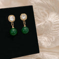 Green Chalcedony Pendant Tassel Earrings Fashion Green