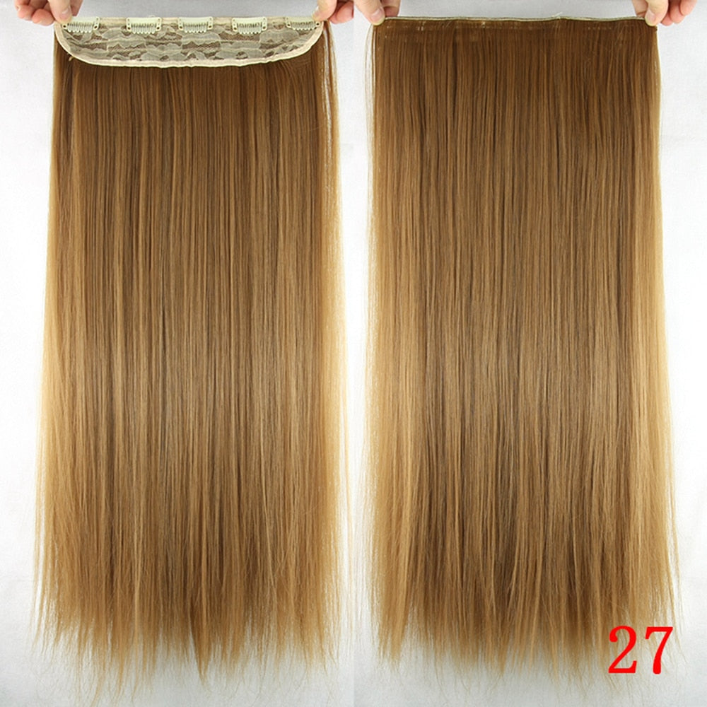 Parrucca finta a cinque clip singola, modello Valstrend shop, in capelli sintetici naturali, vista frontale e dettagli dei clip.