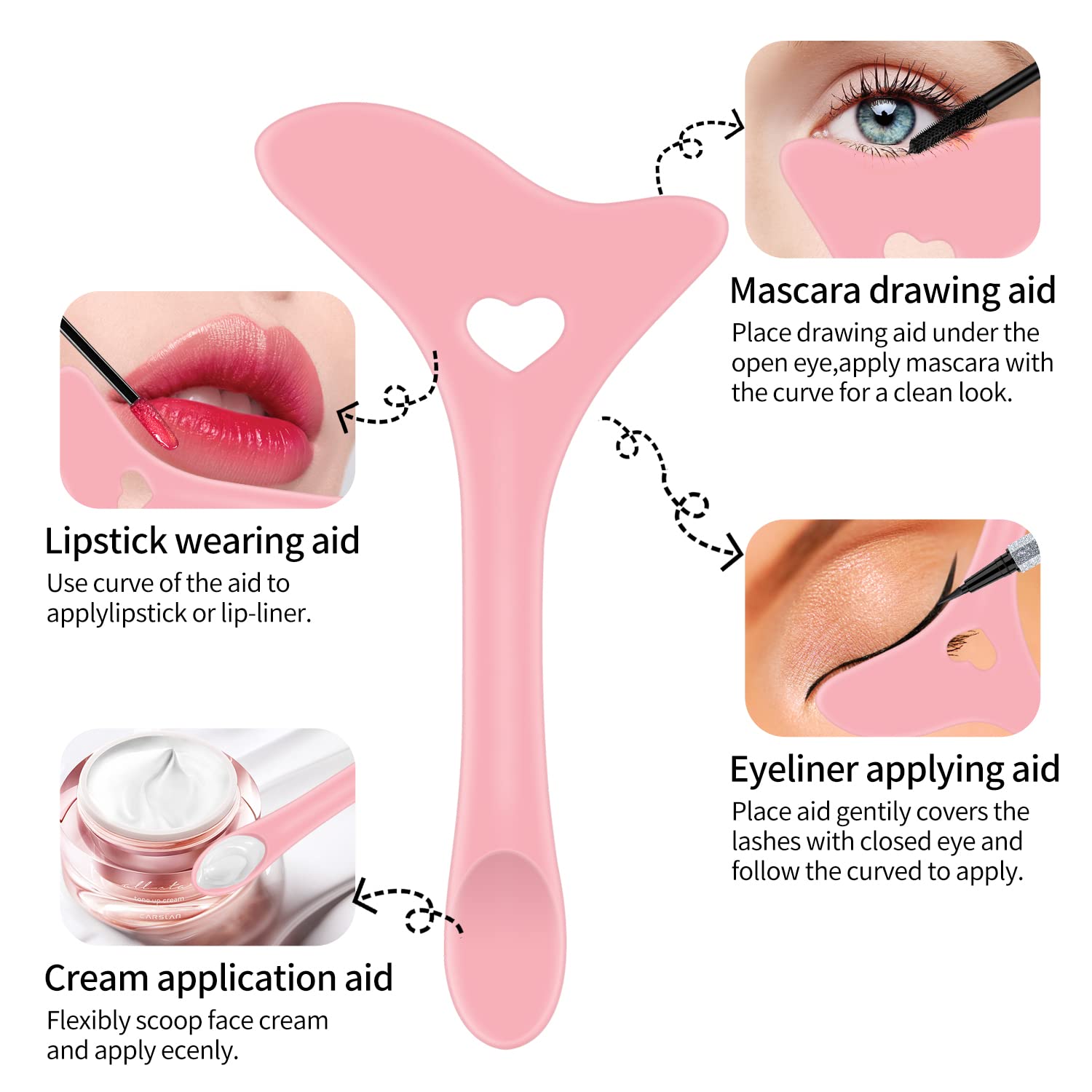 Sagoma stencil silicone per eyeliner winged, applicatore per ombretto e matita sopracciglia, strumento di trucco riutilizzabile.