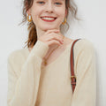 Women's V-neck 100 Pure Wool Long-sleeved Sweater