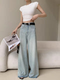 Pantaloni larghi slim e dritti Valstrend shop, pantaloni mop svasati da donna in tessuto leggero e confortevole.