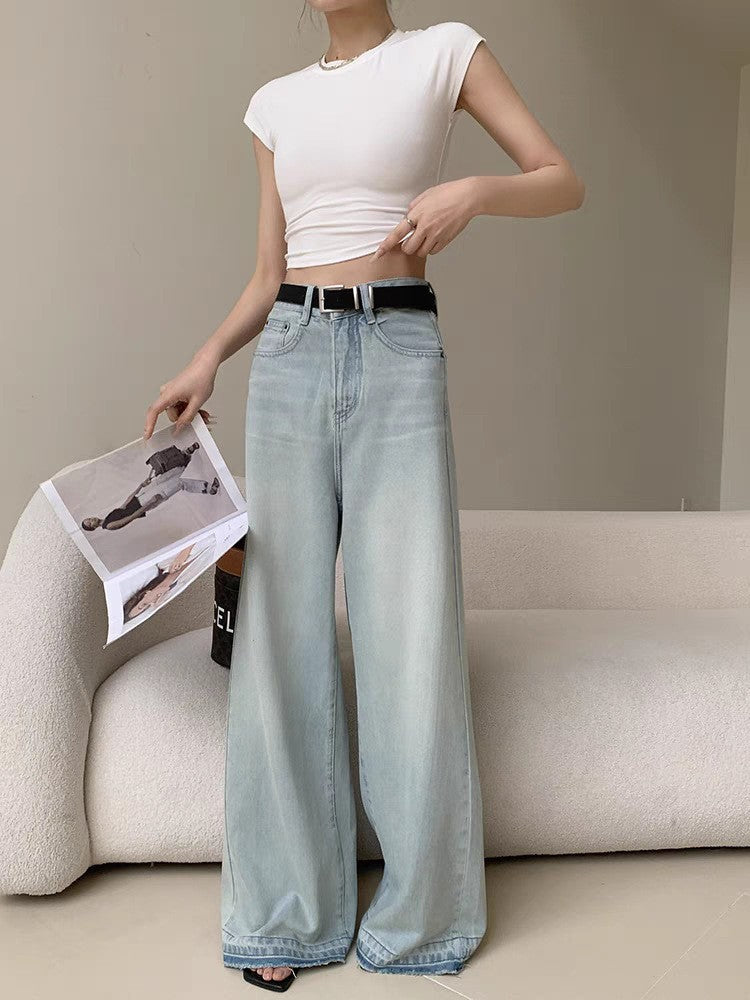 Pantaloni larghi slim e dritti Valstrend shop, pantaloni mop svasati da donna in tessuto leggero e confortevole.