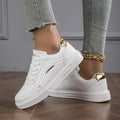Scarpe da donna casual sportive Valstrend con lacci, colore solido, comode, leggere, ideali per outdoor e skateboard.