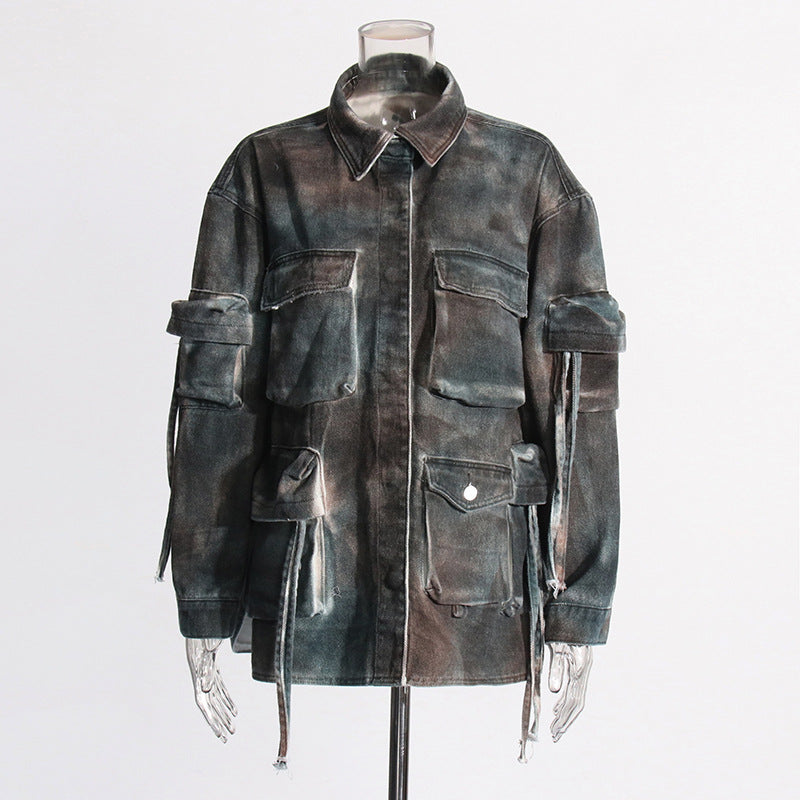 Giacca stampata larga e coordinata Valstrend, stile casual con design all-matching, vista frontale sulla giacca leggera.