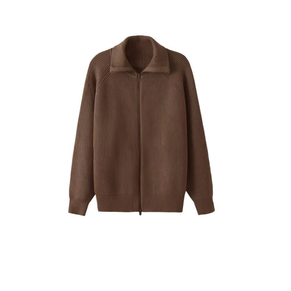 Cappotto lavorato a maglia con zip, spesso e caldo, in tessuto resistente, ideale per l'inverno, marca Valstrend Shop.