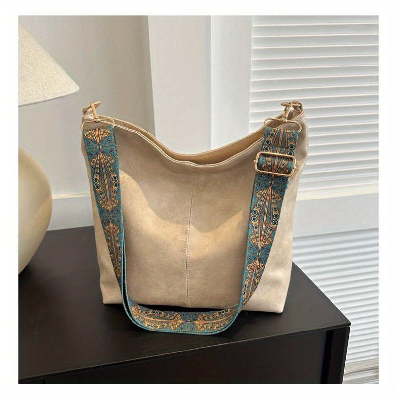 Borsa a spalla grande Valstrend in stile boho chic, tracolla larga vintage, tote casual per donna e pendolare.