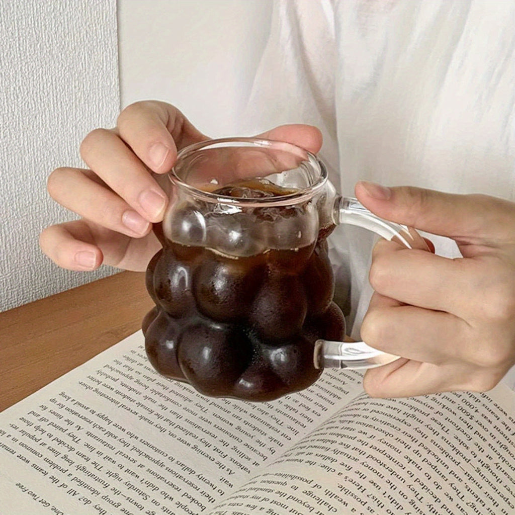 Grape Design Heat-Resistant Glass Cup - Reusable, Insulated Borosilicate Water & Coffee Mug for All Seasons, for Return School