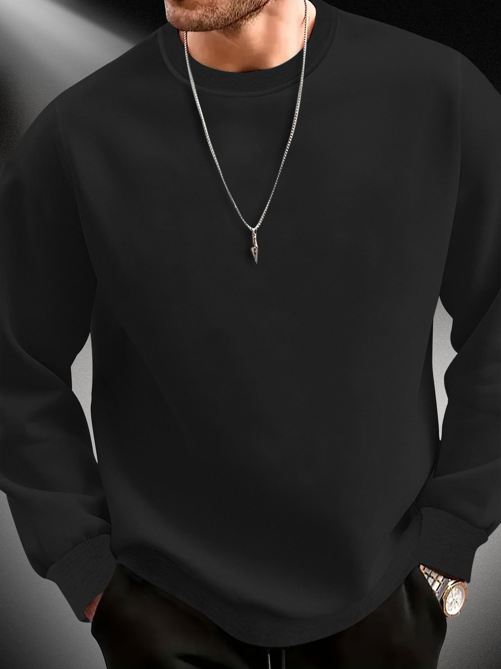 Maglione casual a maniche lunghe Valstrend, colore solido, comodo e adatto per uscite all'aperto e uso quotidiano.