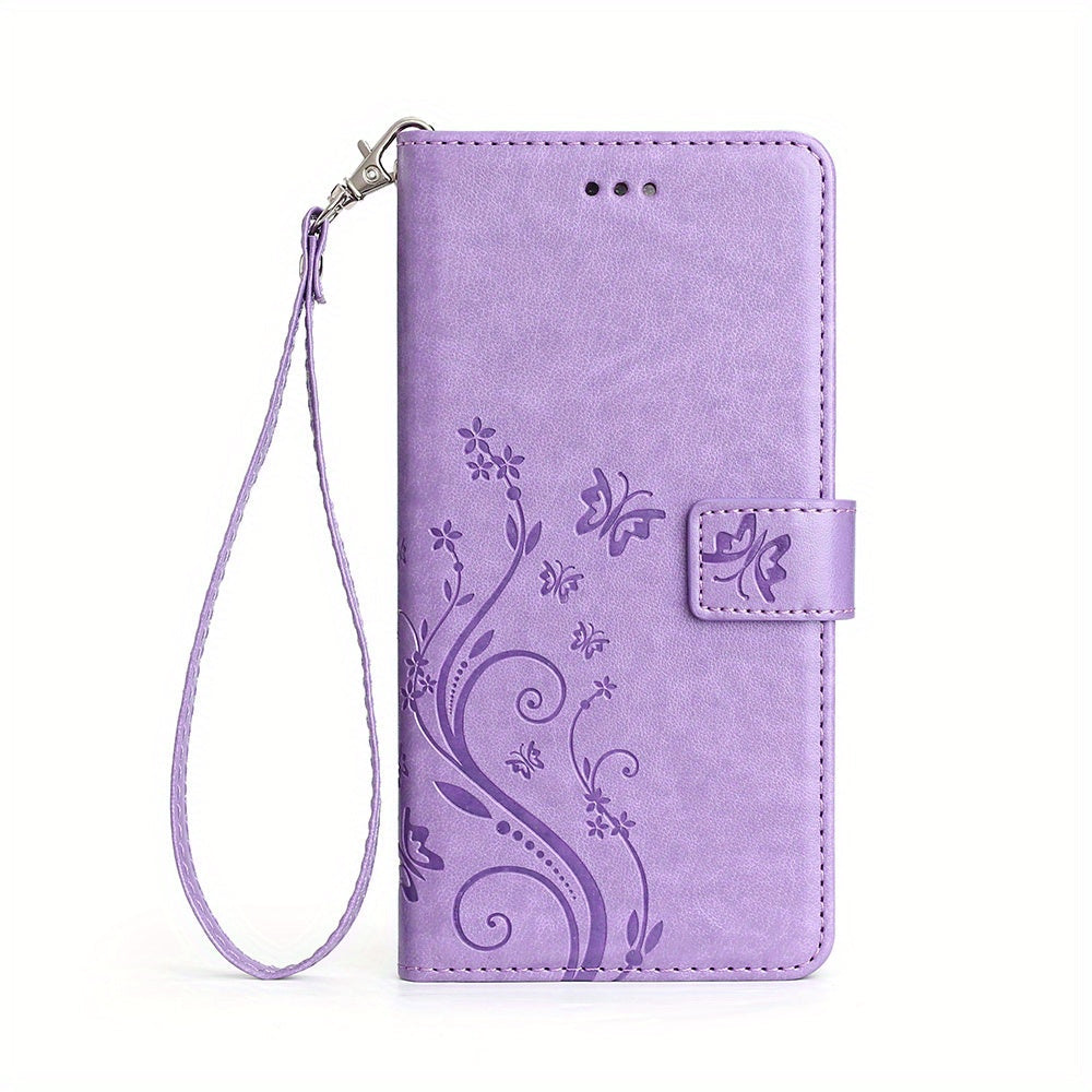 Custodia protettiva viola con motivo farfalla per Samsung Galaxy A15 4G/5G con slot per schede, marca Valstrend.