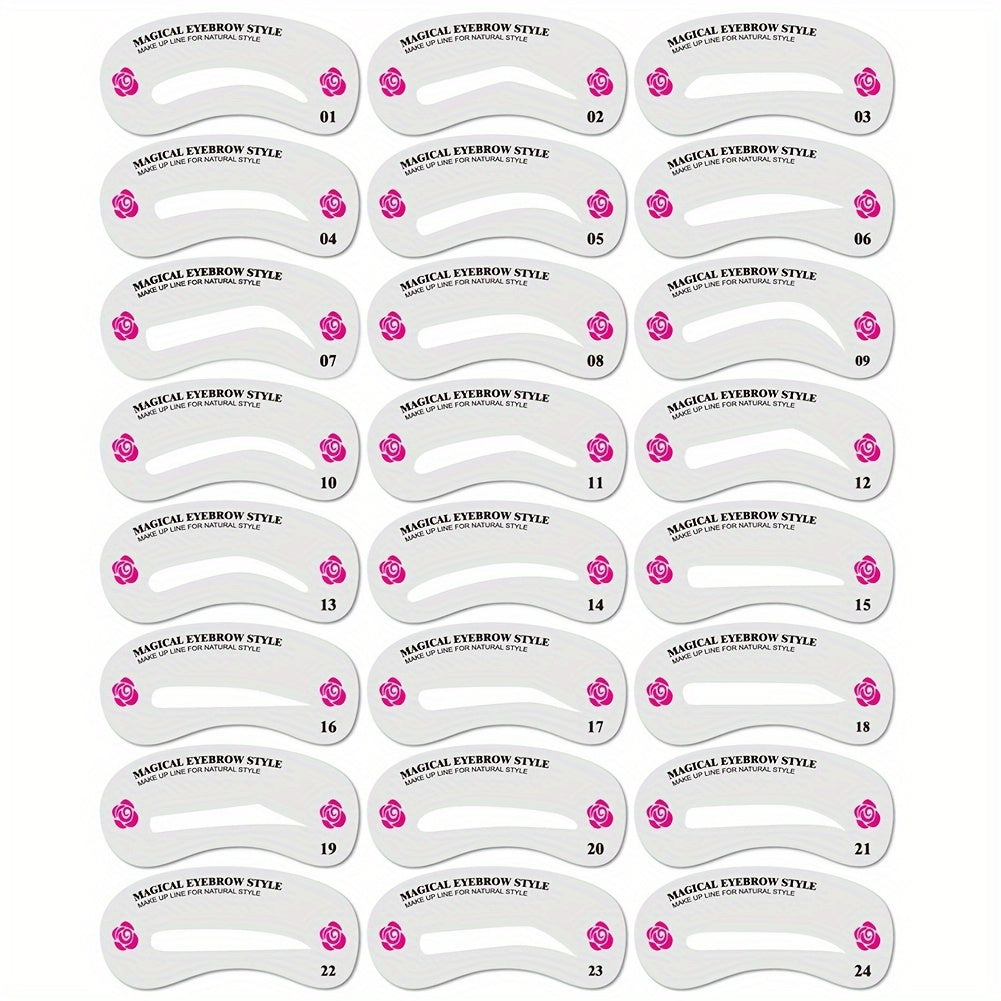 Set di 24 stencil per sopracciglia Valstrend, kit di modellatura per donne, ideale per trucco e modellatura del viso.