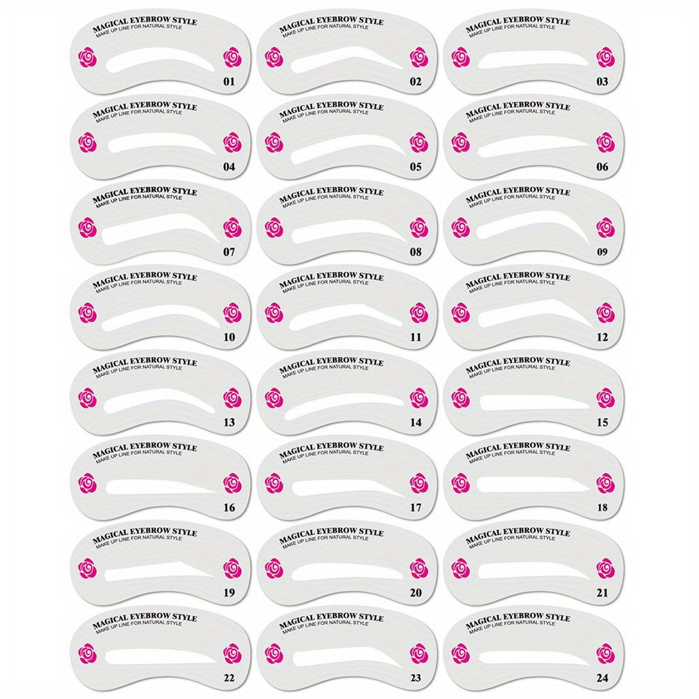 Set di 24 stencil per sopracciglia Valstrend, kit di modellatura per trucco e bellezza, con stencil per definizione sopracciglia.
