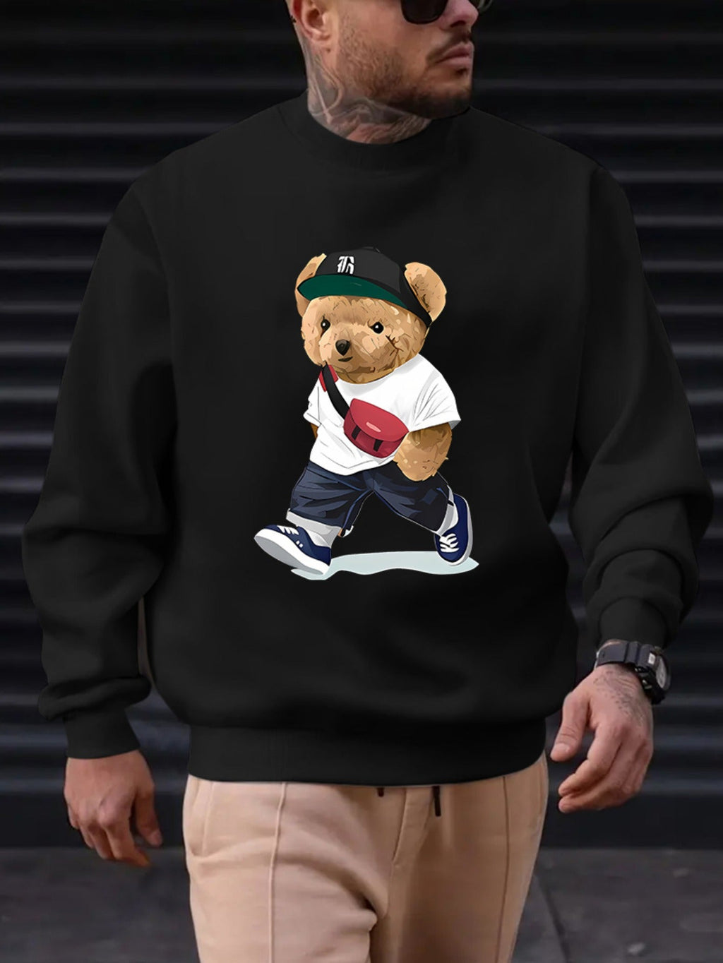 Cute Little Bears Print Men's Short Sleeve Golf Shirt, Business Casual Comfy Top For Tennis Training