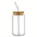 Versatile Glass Water Cup with Straw - Perfect for Iced Coffee, Beer, Tea | High Borosilicate Glass, Multiple Sizes (11.83oz/15.22oz/18.6oz) | Includes Wooden Lid & Straw | Ideal for Juice, Milk | Kitchen & Dining Essential