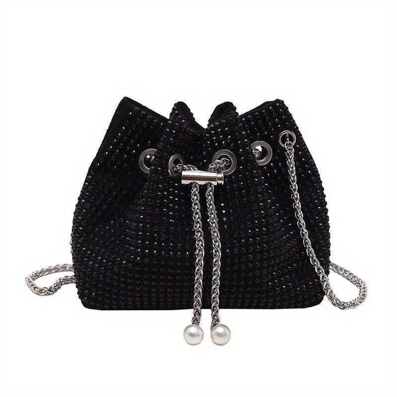 New Summer Mini Rhinestone Women's Bag: Diamond-studded Blessing Bag with Rhinestone Chain and Pearl Tassels