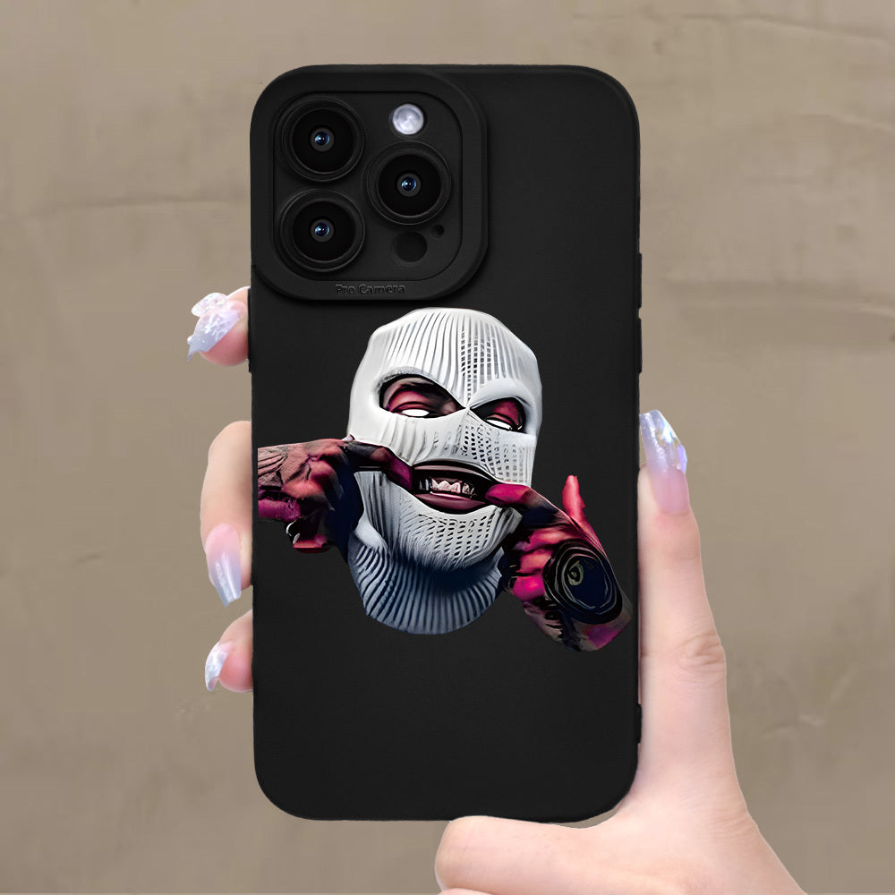 Custodia protettiva Quirky per uomo con cappuccio, in plastica resistente con texture opaca per iPhone 11-15, marca Valstrend.