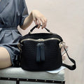 Women's Casual Black Nylon Crossbody Bag with Removable Strap, Large Capacity, Soft Portable Shoulder Handbag, Polyester Lined, Zipper Closure, Hand-Washable - Guangzhou Crafted