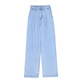 Jeans donna a vita alta e gamba larga in lyocell, stile estivo, con tasche e dettagli di moda, marchio Valstrend shop.