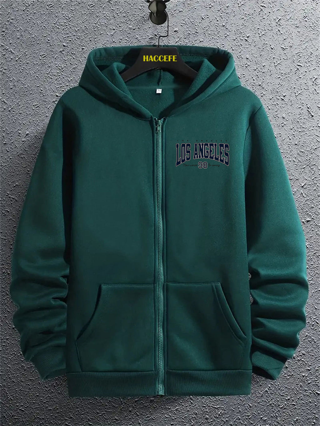 Felpa zip-up Valstrend Los Angeles 98 con tasca a marsupio, maniche lunghe casual, ideale per autunno e inverno.