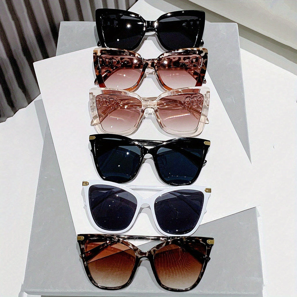 Boho Chic 6pcs Set: Women's Cat Eye Fashion Glasses with Anti-Glare Lenses - Colorful, Durable Plastic Frames for Hiking & Fashion