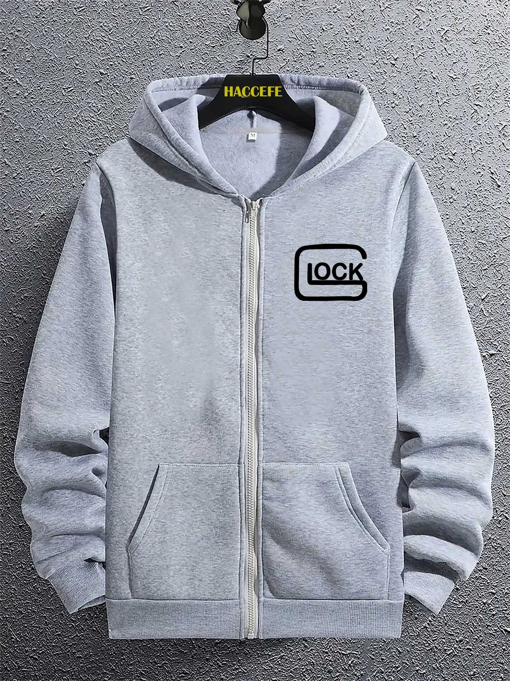 Felpa casual da uomo Valstrend, zip-up con tasca canguro, stampa lettera, maniche lunghe e vestibilità ampia per autunno e inverno