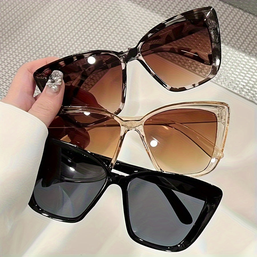 Elegant 3pcs Cat Eye Fashion Glasses Set for Women - Classic Style with Mirror Lenses, Perfect for Daily Wear & Vacations