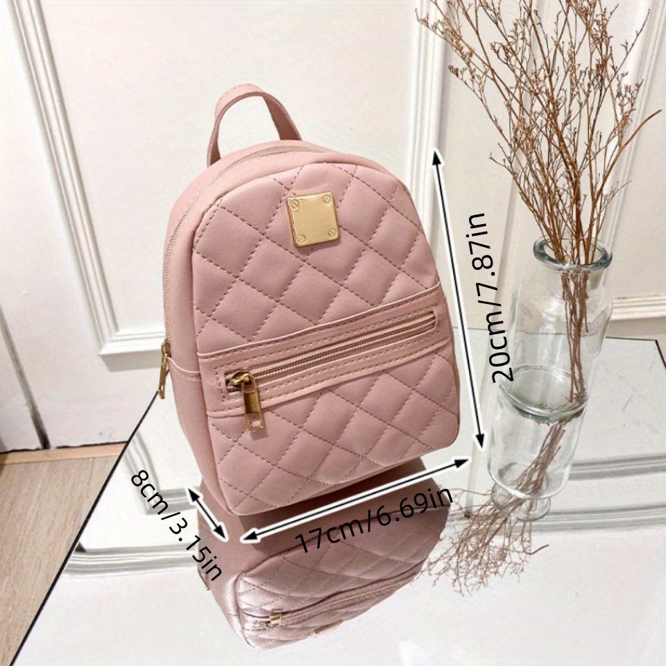 zaino femminile Valstrend in pelle sintetica trapuntata, mini bag elegante con fodera in poliestere e chiusura a zip, disponibile in vari colori
