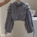 Maglione corto in pelliccia alla moda Valstrend, look elegante e caldo, tessuto morbido e design trendy per donna