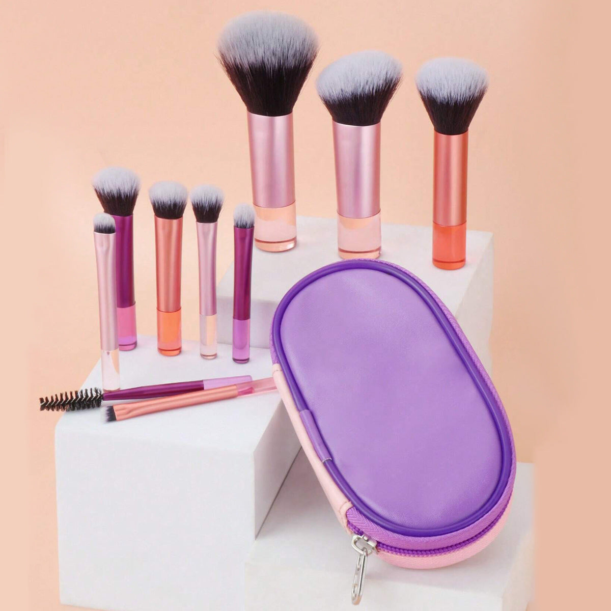 Pennelli per trucco a tubo lungo Valstrend, 8 pezzi multicolori, set di pennelli per applicazione makeup professionale.