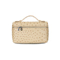 Piccola borsa Valstrend con motivo Lychee, pelle effetto struzzo, forma quadrata, con cerniera e manico compatto.