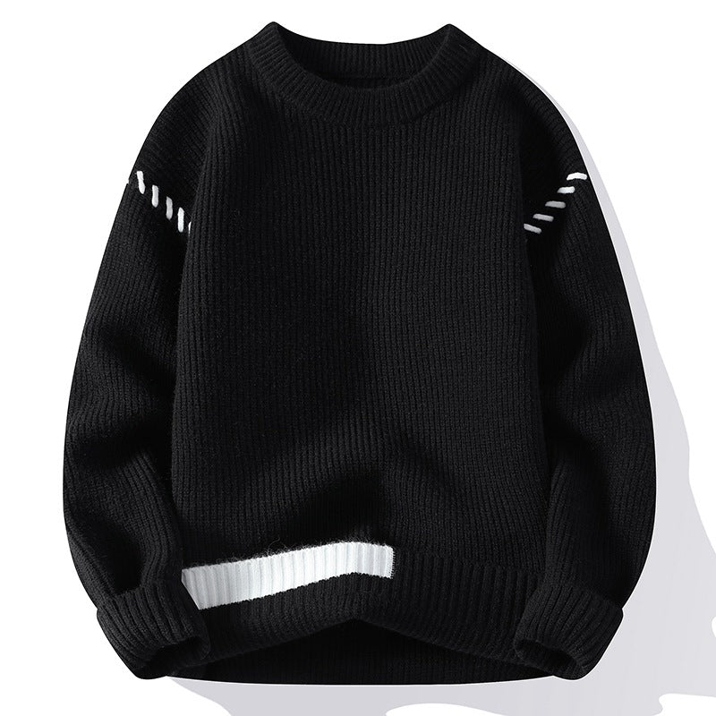 Maglione uomo con collo rotondo Valstrend, spessito e caldo, in tessuto spesso, ideale per l'inverno, in tonalità neutre.