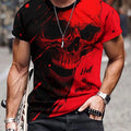 T-shirt da uomo Valstrend con stampa 3D di teschio stile street, manica corta, collo rotondo, ideale per estate outdoor.