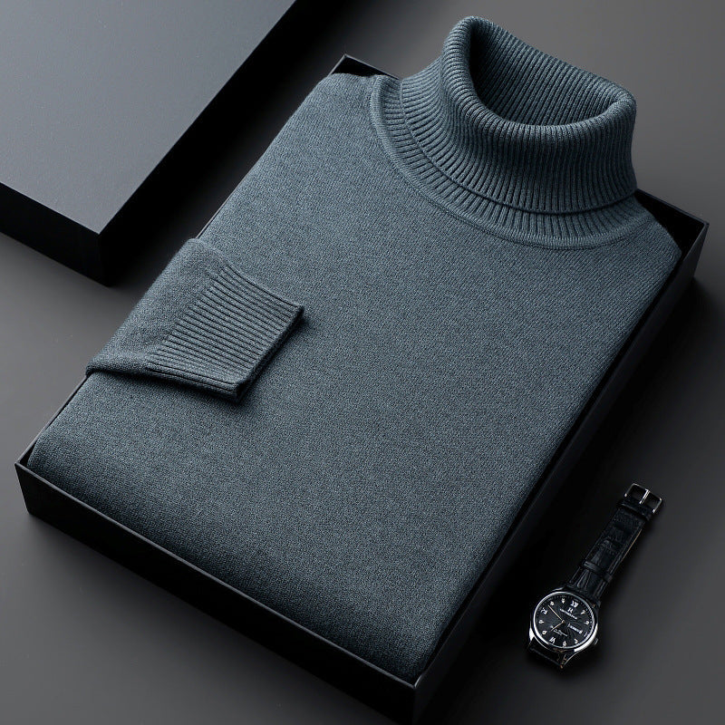 Maglione da uomo con collo alto in tinta unita, tessuto spesso, vestibilità casual e ampia, marca Valstrend.